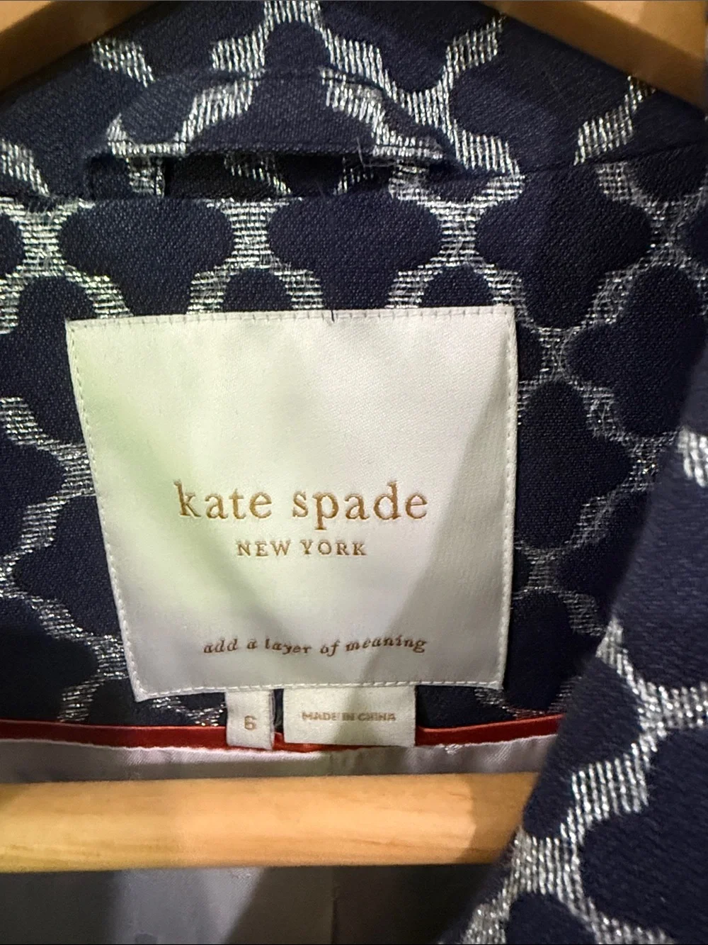 Stunning Kate spade Navy Geometric Print Blazer